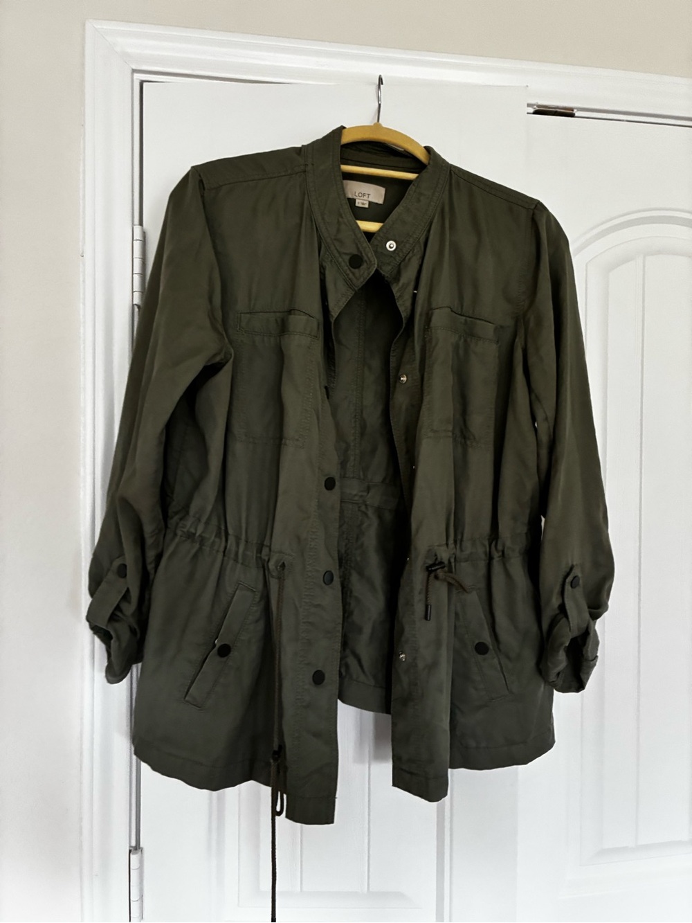 LOFT Army Green Utility Jacket with Drawstring Waist